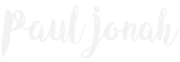 Paul Jonah - Logo white - Creativity, Productivity & Tech